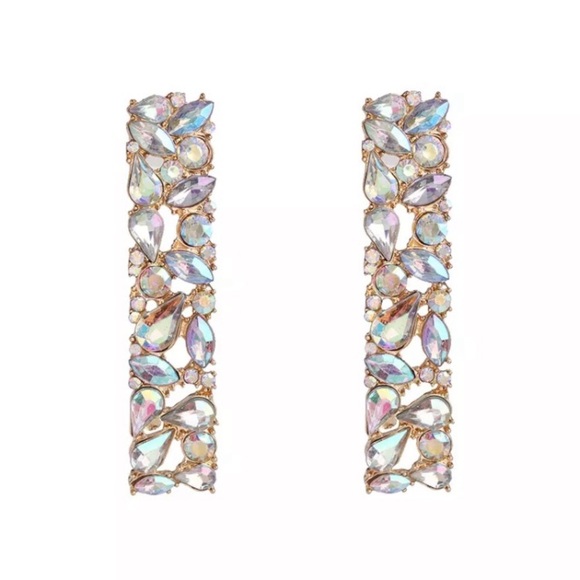 Iridescent Rhinestone Earrings - Picture 4 of 7